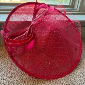 Red fascinator head band hat